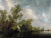 River Landscape with Ferry and cottages
